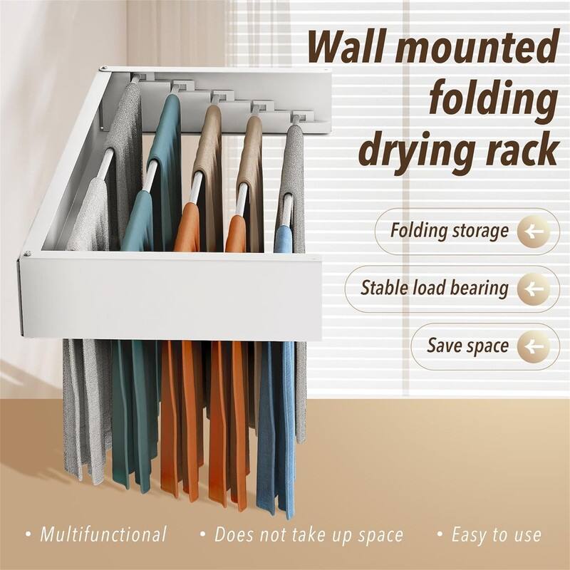 Wall Mounted Drying Rack - 31.5" Wide, Retractable