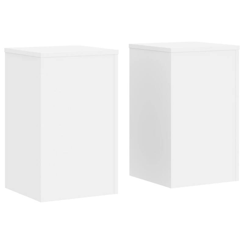 vidaXL Plant Stand Set of 2 White Engineered wood Decorative Inlays - 11.8 x 11.8 x 19.7 in