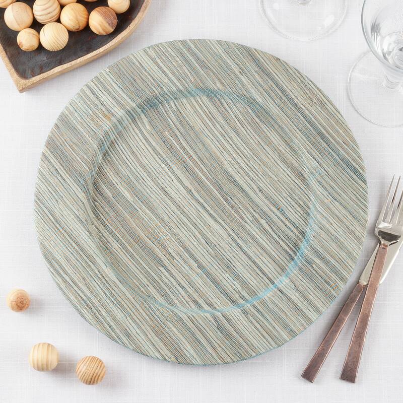 Charger Plates With Water Hyacinth Design (Set of 4) - 13"x13"