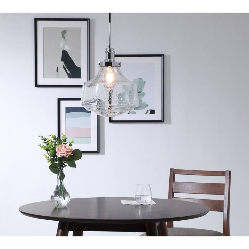 Klyli 11-inch 1-light Clear Seeded Glass Hanging Pendant