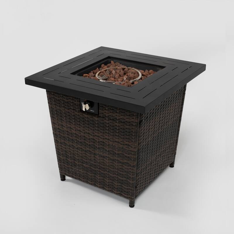 28inch Wicker Square Fire Pit Table