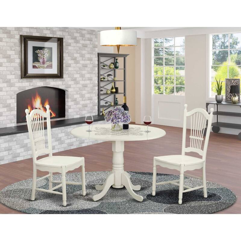 HomeStock 3-Pc Buttermilk and Cherry Solid Wood Top - Dining Room Set - Seats 4