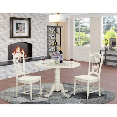 HomeStock 3-Pc Buttermilk and Cherry Solid Wood Top - Dining Room Set - Seats 4