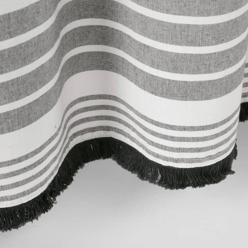 Lush Decor Nantucket Yarn Dyed Cotton Tassel Fringe Shower Curtain