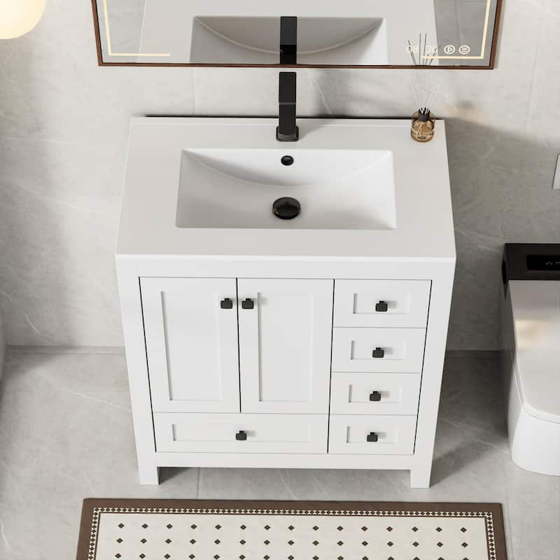 Eclife 30'' Bathroom Vanities Cabinet with Drop in Sink Combo Set