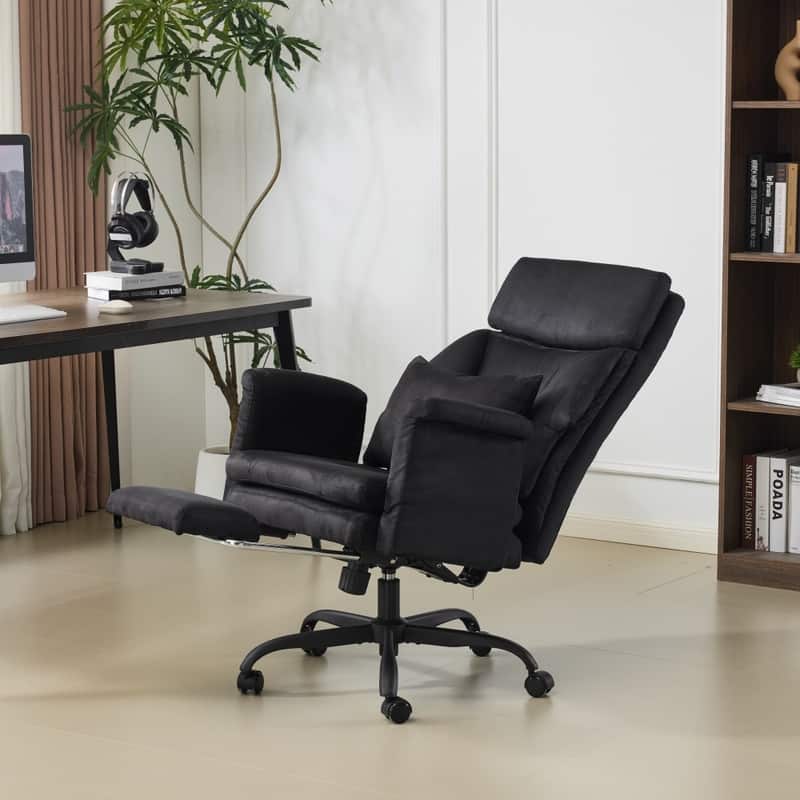 29.53 Inch High Back With Footrest Reclining Swivel Office Chair With Adjustable Arms