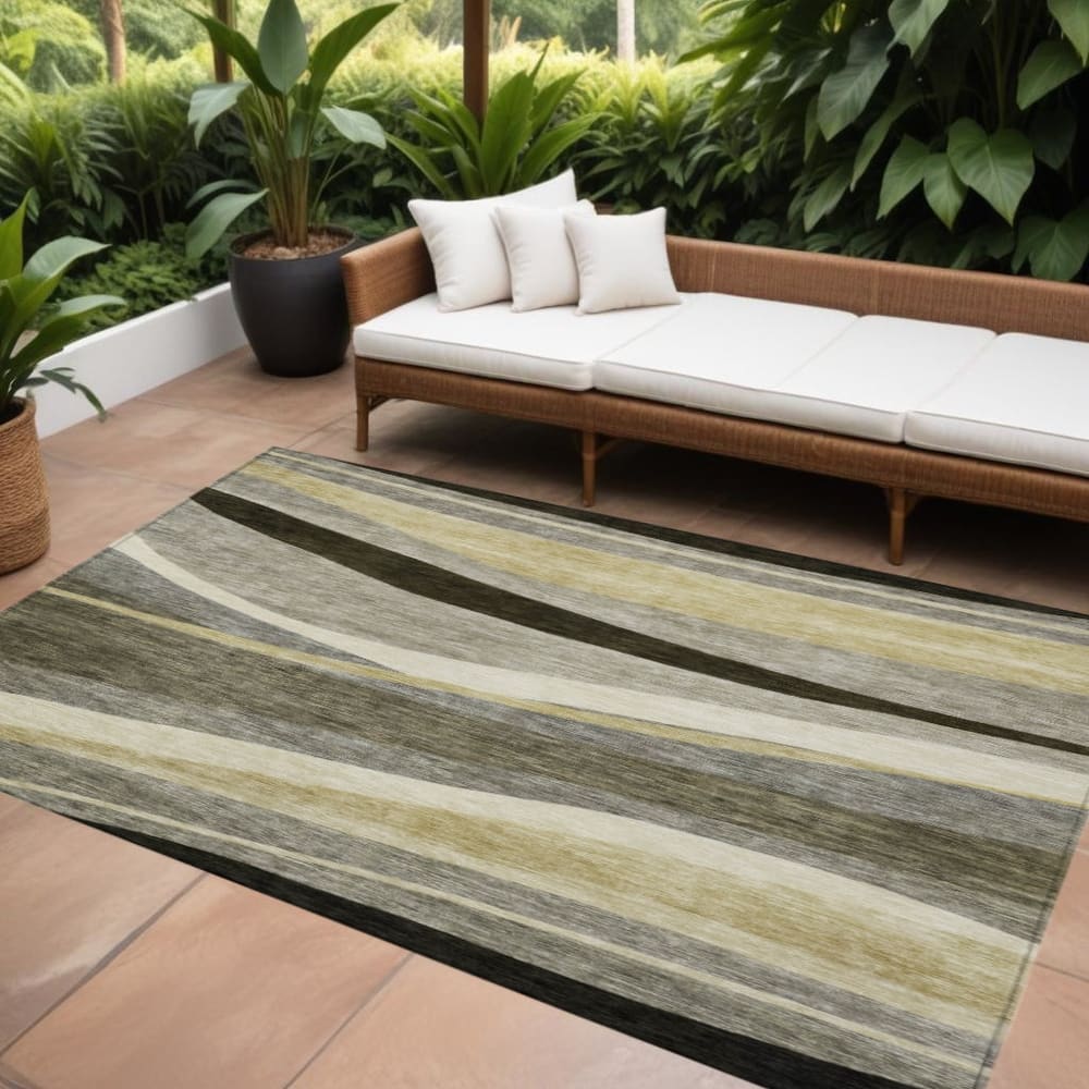 HomeRoots Abstract Transitional Rectangle Outdoor Rug