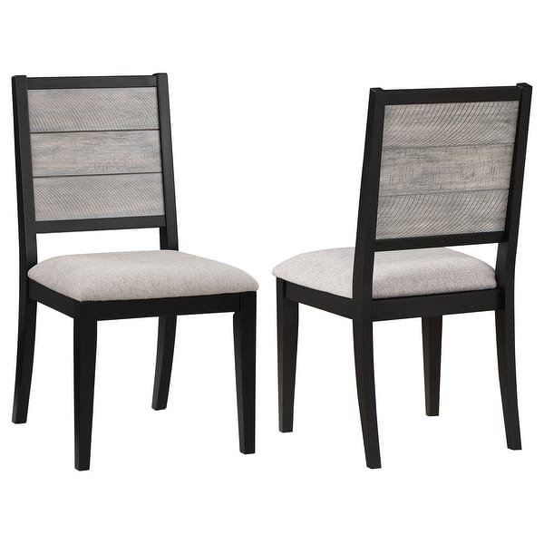 Elodie Upholstered Padded Seat Dining Side Chair Dove Grey and Black (Set of 2) 19.75'' x 22.