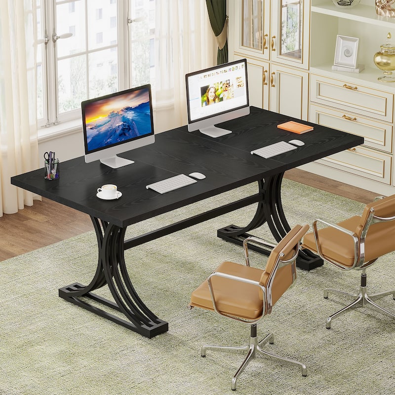 63'' Modern Executive Computer Desk with Trestles Legs, Large Writing Table for Home Office