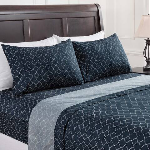 Chanasya Quatrefoil Geometric Print Ultra Soft Microfiber Sheet Set