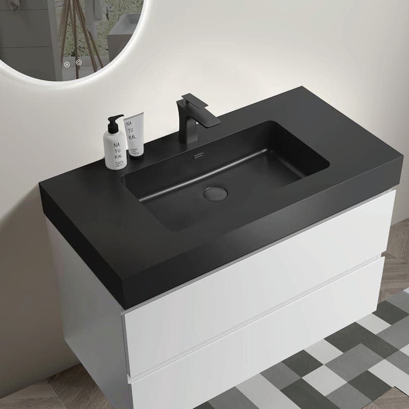 36"/30"/24" Floating Bathroom Vanity with Sink, Wall-Mounted Storage Cabinet