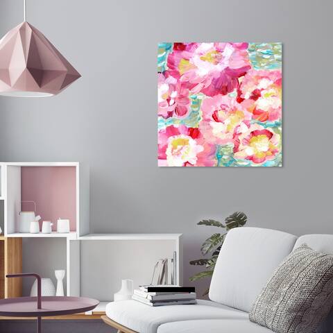 Oliver Gal 'Flowers In The Sun' Floral and Botanical Wall Art Canvas Print Florals - Pink, Green