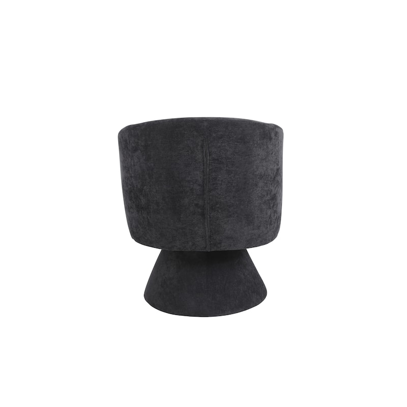 Swivel Round Barrel Chair in Fabric with Curved Backrest and Thick Padded Seat