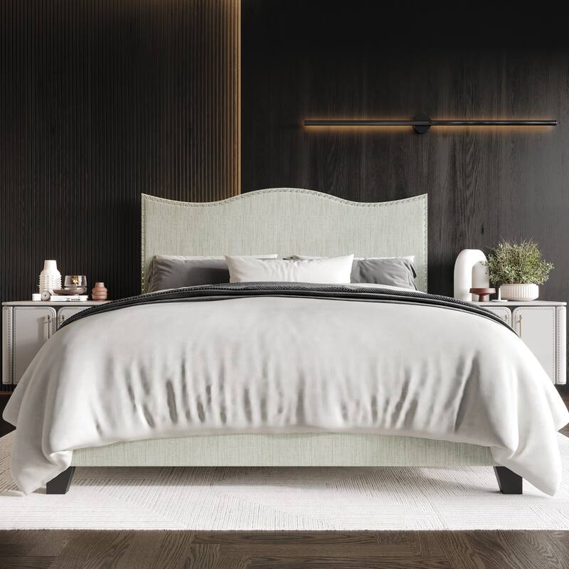 Clayfell Anderson Upholstered Panel Bed - Queen - Light Grey