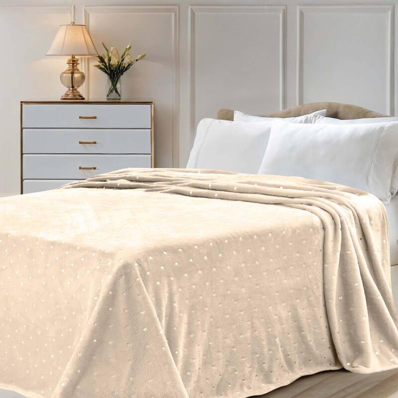 Superior Fleece Plush Medium Weight Soft Fluffy Decorative Blanket - Throw - Linen