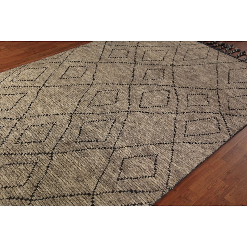 Geometric Moroccan Oriental Area Rug Handmade Wool Carpet - 5'7" x 8'6"