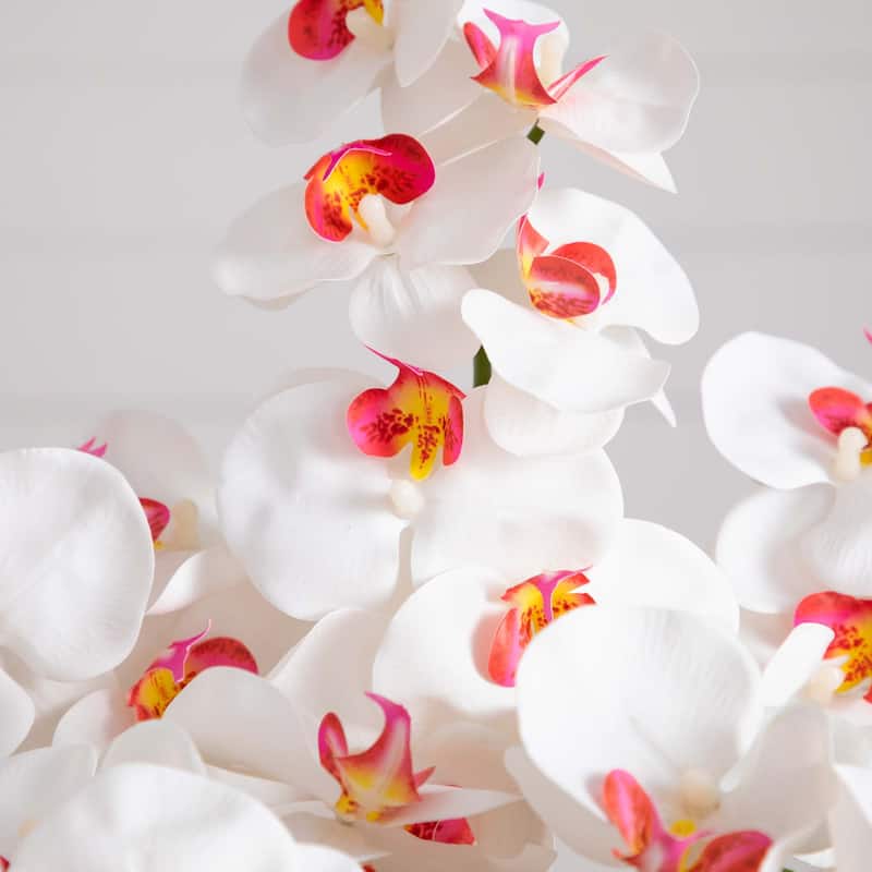 Orchid Artificial Floral Arrangement with Planter and Stand - 43" - White