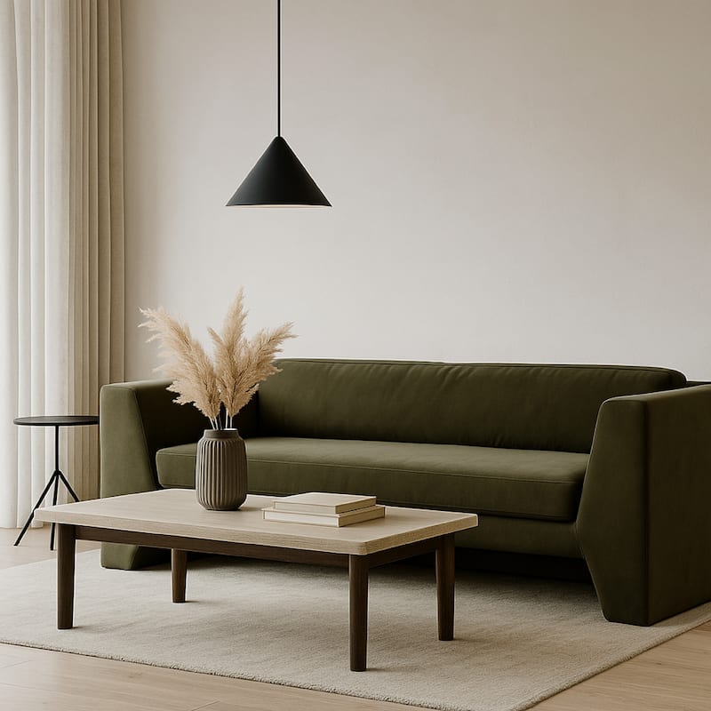 Roe Sofa, Moss Green Performance Velvet, Wide Track Arms, 99 Inch