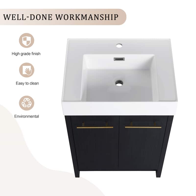 Bathroom Vanity With Sink In 24/30/36 Inch, Freestanding Bathroom Vanity With Soft Close Door and Adjustable Shelf