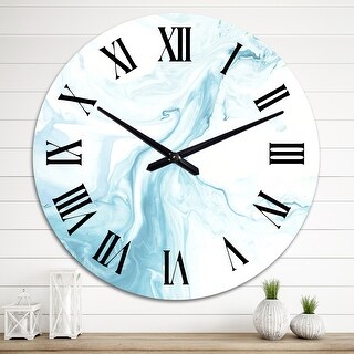 Designart 'Light Blue And White Liquid Marble Art' Modern wall clock ...