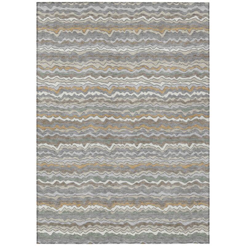 Machine Washable Indoor/ Outdoor Ziggy Stripe Chantille Rug