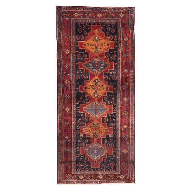 ECARPETGALLERY Hand-knotted Anatolian Vintage Black, Red Wool Rug - 4'0 x 9'3