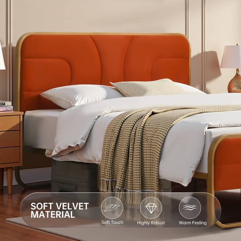 Modern Velvet Platform Bed