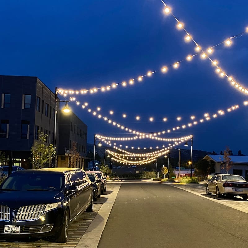 50 Foot Hanging Mount LED Bistro Deck Patio Light Set - Warm White - 600"L