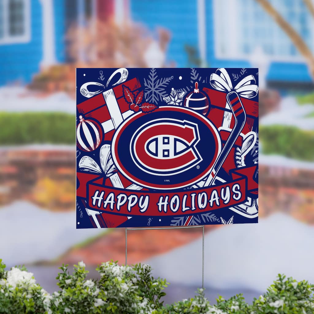 Montreal Canadiens Yard Sign, Happy Holidays - 24" x 18"