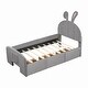 preview thumbnail 20 of 20, Velvet Rabbit-Shaped Twin Size Platform Bed with Drawers and Bed-End Storage Pocket