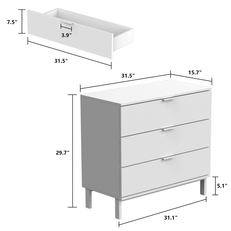 Timechee 3 Drawer 29.7'' H Storage Chest Black Dresser End Table