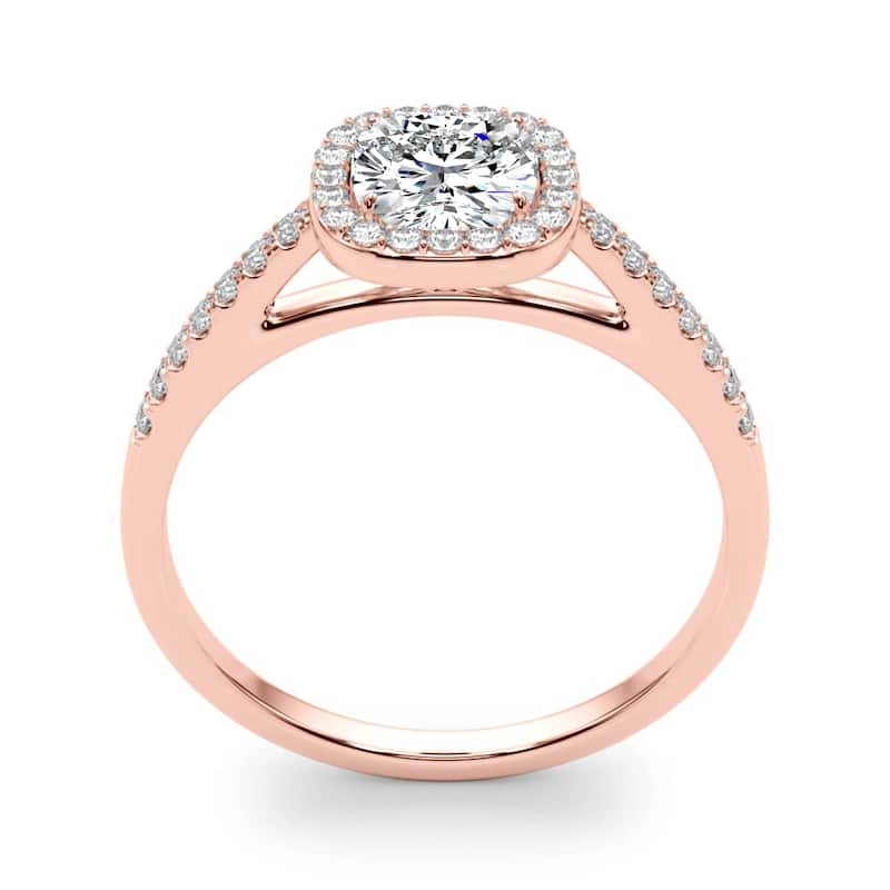Auriya 14k Rose Gold Lab Grown Cushion Diamond Halo Engagement Ring 0.50 to 5.00 ct. tw. (F-G VS)