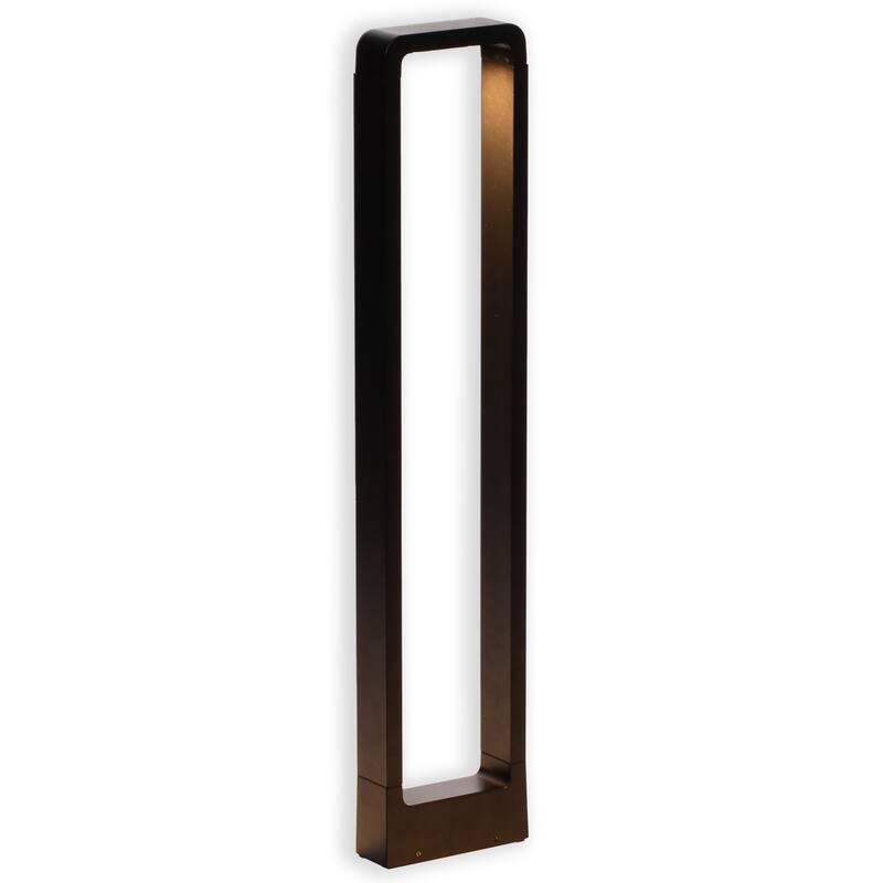 Decorative Driveway Bollard Rectangle LED Garden Light, Large Black Aluminum Pathway Yard Outdoor Light - Black