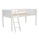 preview thumbnail 13 of 12, White Twin Size Solid Wood Low Loft Bed with Ladder and Fence