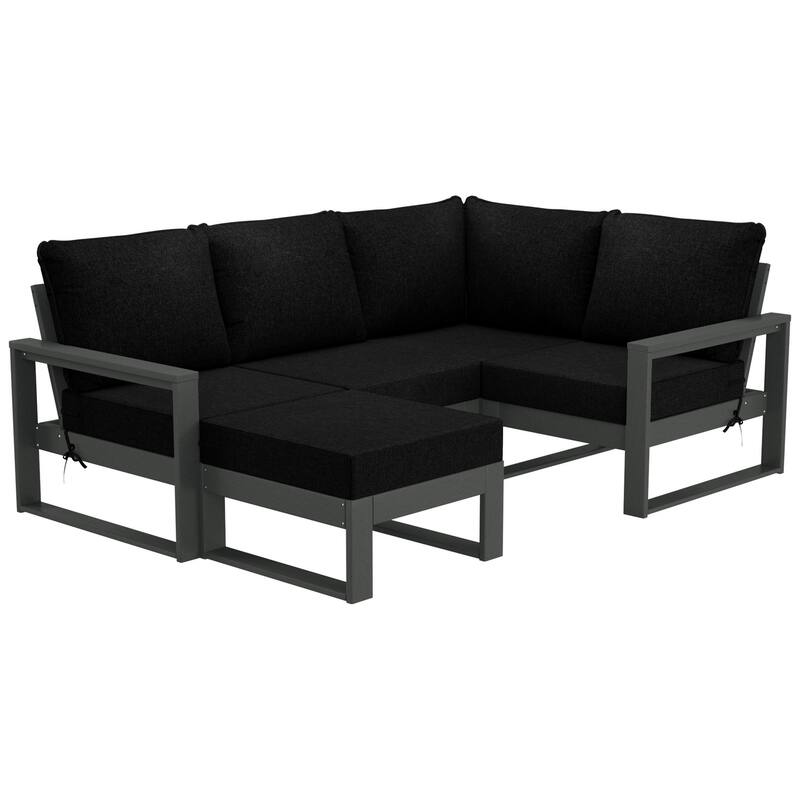 Endless Patio 5-Piece Deep Seating Set with Ottoman with Gray Frame - Gray/Black