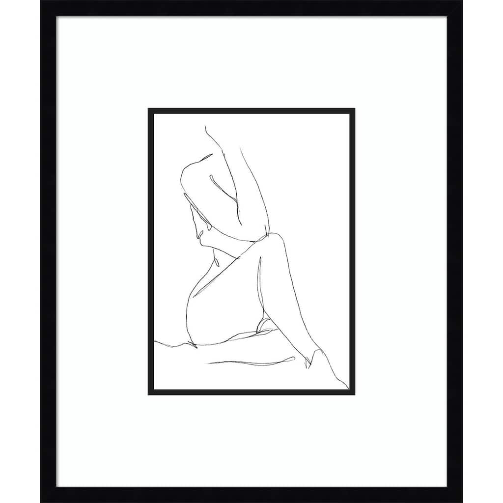Nude Contour Sketch No. 1 by Ethan Harper Wood Framed Wall Art Print