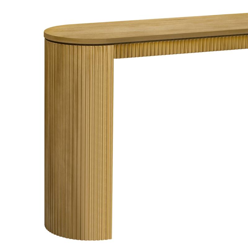 Modern Console Table with Vertical Striped Legs, Curved Design, Spacious Top for Living Room & Study