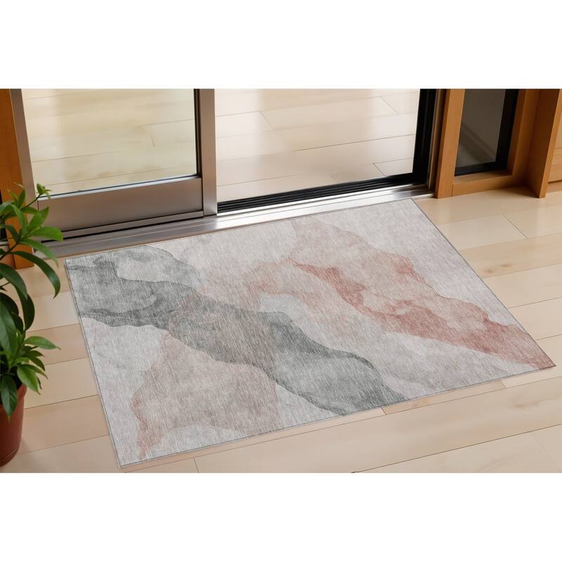 HomeRoots Abstract Transitional Rectangle Outdoor Rug - 3' x 5'