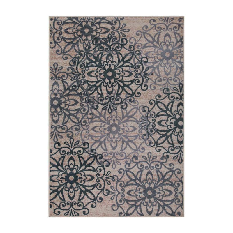 Superior Leigh Traditional Floral Scroll Indoor Runner or Area Rug - 2' x 3' - Oatmeal