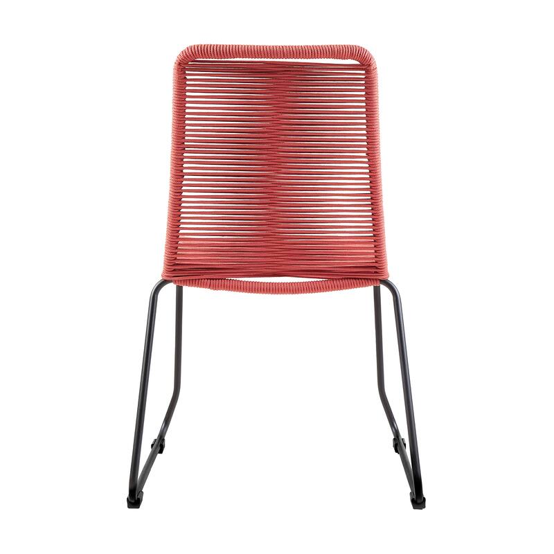 Shasta Metal and Rope Outdoor Patio Stackable Dining Chairs - Set of 2