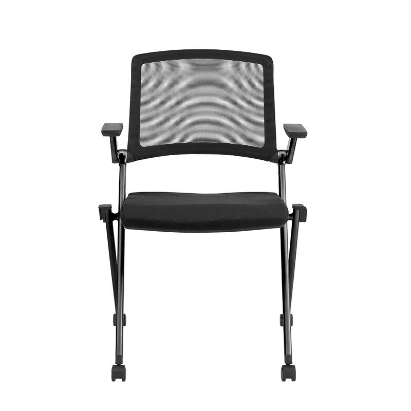 Reino Stacking Visitor Chair with Black Seat and Mesh Back - Set of 2