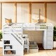 preview thumbnail 15 of 39, L-Shaped Versatility Galore Twin-Twin Over Full with 3 Drawers, Portable Desk and Wardrobe White