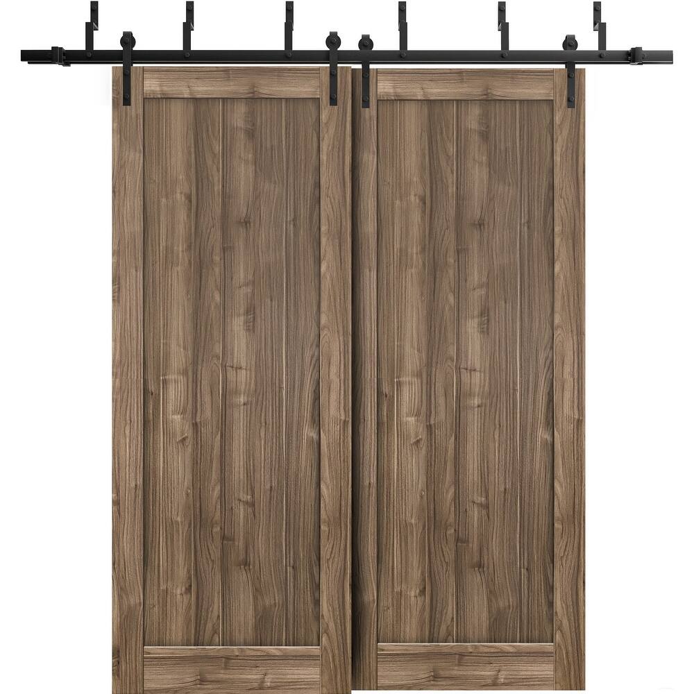 Sliding Closet Barn Bypass Doors 36 x 80 inches | Quadro 4111 Walnut | Sturdy 6.6ft Rails Hardware Set