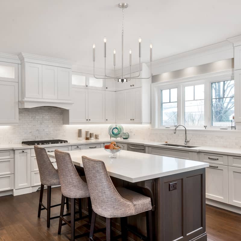 6-Light W26.18" x H66.92" Candle Chandelier for Living Room Kitchen Island