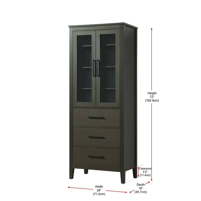 Laura 16-28 Inch Bath Storage Glass Cabinet