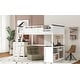 preview thumbnail 8 of 14, Queen Size Loft Bed with Built-in Desk, Storage Box, Open Shelves and USB Charging Station, Space-Saving Wooden Loft Bed Frame