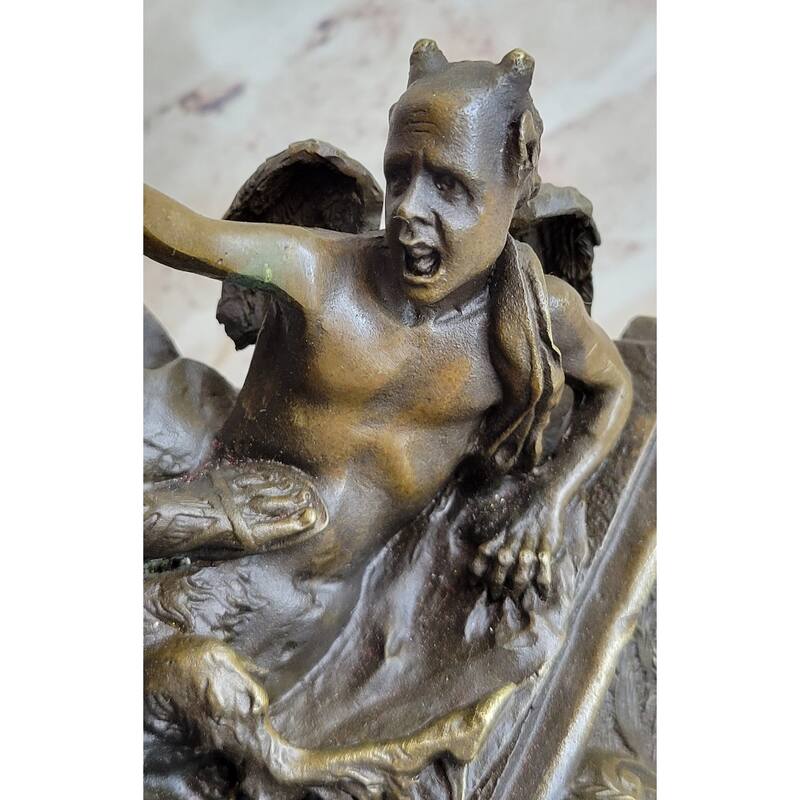 Saint Michael Archangel Slaying Lucifer Devil Religious Art Bronze Sculpture Statue Decor