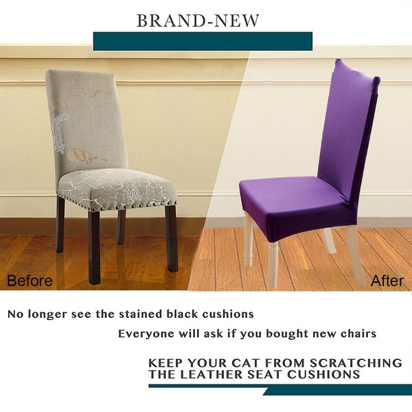 Unique Bargains Purple Spandex Removable Short Dining Chair Cover