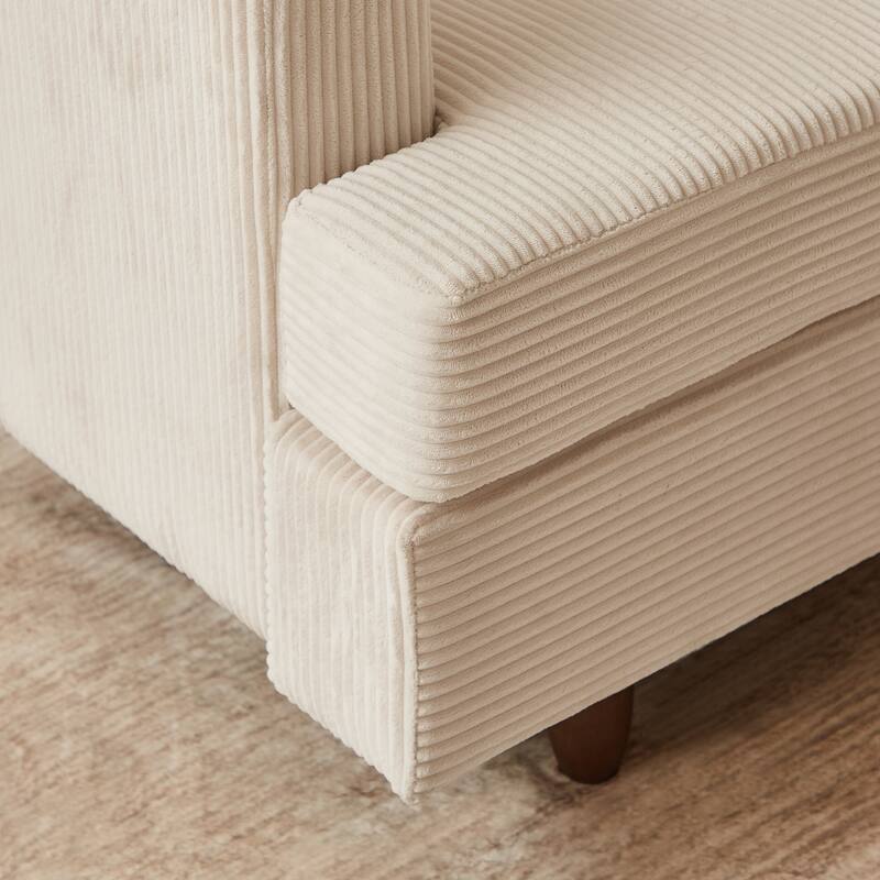 Modern Modular Sectional Couch, 6 Seaters Corner Sleeper Sofa Corduroy Upholstered Sofa Bed with Ottoman, L-shape Couch