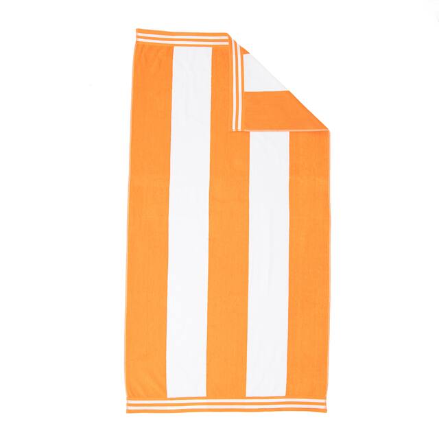 Miranda Haus Winslow Oversized Cabana Stripe 2 Piece Beach Towel - Orange